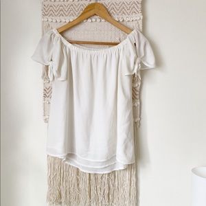 Off the shoulder tie blouse
